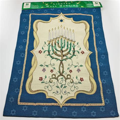Jewish Celebration Hanukkah Menorah Lighted Tapestry Wall Hanging Ebay