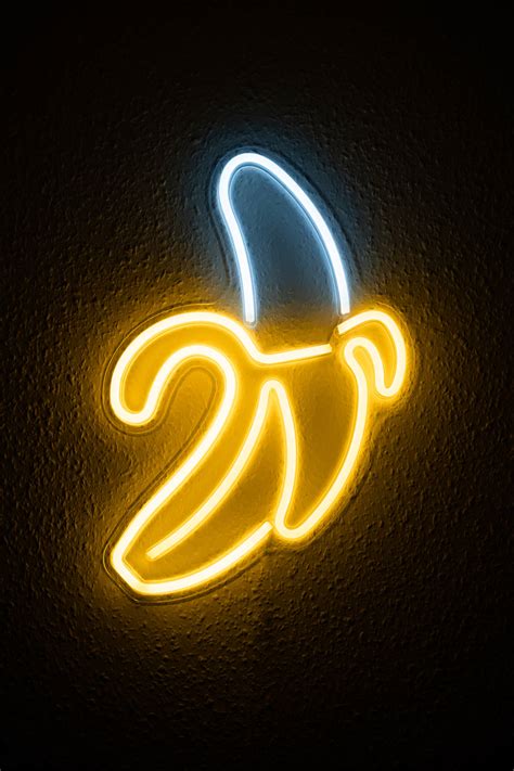 Download 4k Glowing Neon Banana Wallpaper
