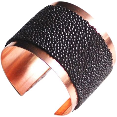 Stingray Cuff Bracelet -Genuine Brown Stingray Leather Cuff Bracelet ...