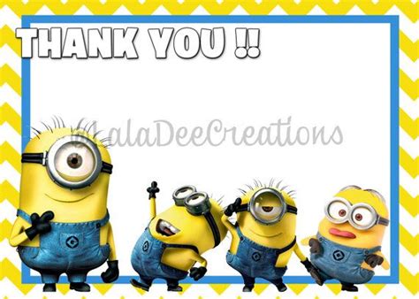 Minion Thank You Card 5x7 Printable By Laladeecreations Minion