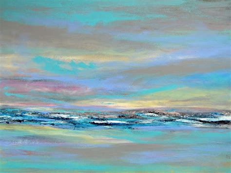 Blue Abstract Landscape Seascape Original Painting On Canvas