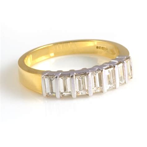18ct Yellow Gold Baguette Cut Diamond Half Eternity Ring From Wrights