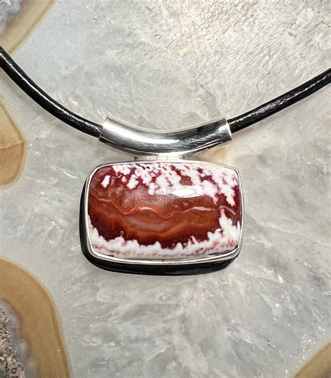 Forest Fire Plume Agate Sterling Silver Pendant Red Etsy