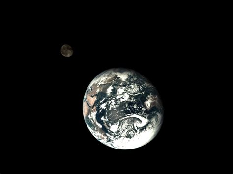 A Cool Image Of The Moon Orbiting Earth Taken From Outer Space