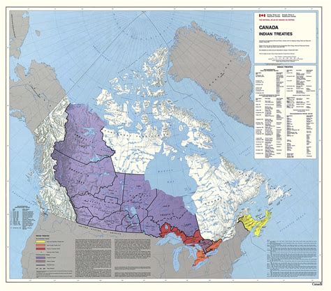 Canada Government Native Treaties Map 35 X 31 From The 1980s