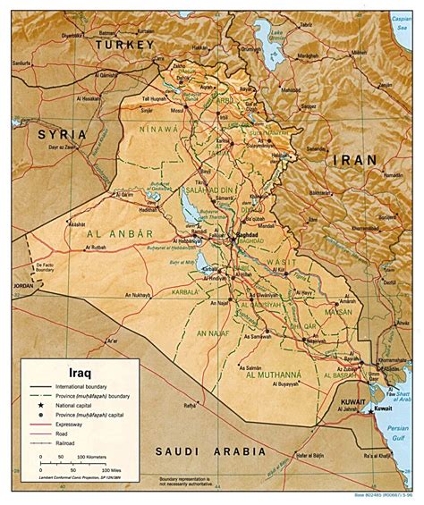 Detailed Relief And Administrative Map Of Iraq Iraq Detailed Relief And Administrative Map