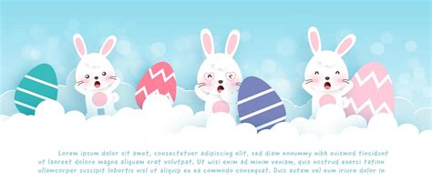 Easter Day Banner With Cute Rabbits In The Garden 700982 Vector Art At