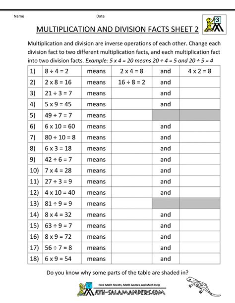 Mixed Multiplication And Division Worksheets 3rd Grade Times Tables