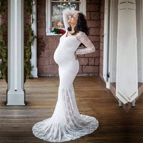 Long Sleeve Lace Maternity Dresses Sweet Heart Maternity Dresses For