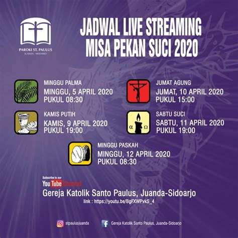 Misa live streaming sabtu sore 17 00, minggu pagi 07 00, minggu sore 17 00 di gereja minomartani. Jadwal Misa Streaming Minggu Palma Surabaya / Jadwal Live ...