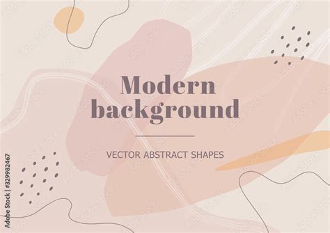 Stylish Banner Template With Abstract Shapes In Nude Pastel Colors Neutral Background In