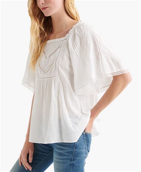 Lucky Brand Embroidered Peasant Top Macys
