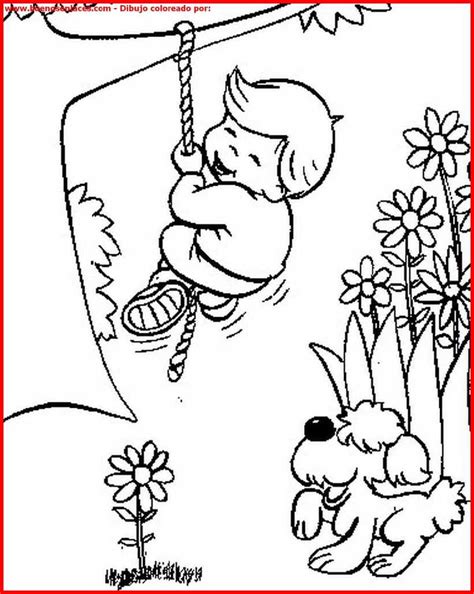 Dibujos Para Colorear De Ninos Jugando Con Animales - Para Colorear