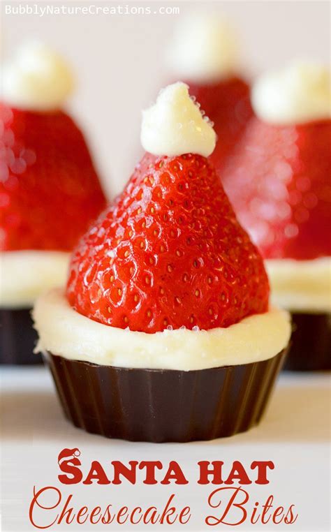 santa hat cheesecake bites ⋆ no bake recipe christmas food christmas desserts easy