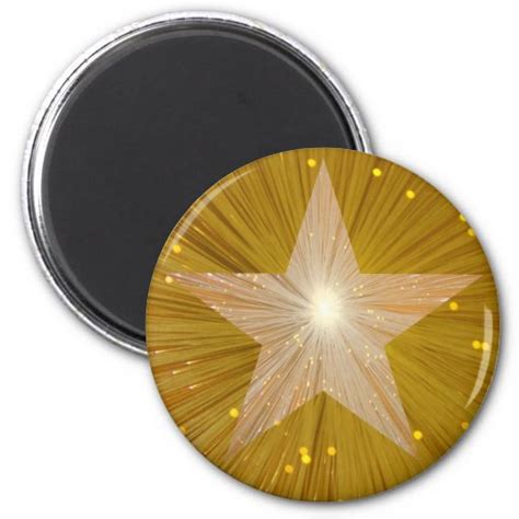 Gold Star Fridge Magnet Round Zazzle