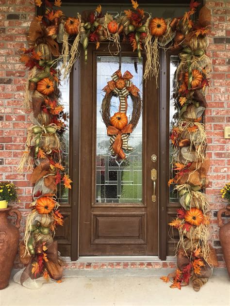 Fall Door Garland Fall Swag Thanksgiving Door Decor Fall Etsy Fall Decorations Porch Fall