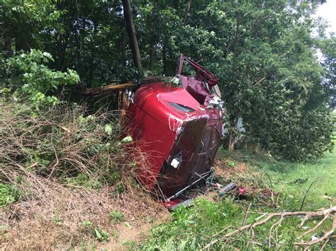 Update Driver Dies At Hospital After Crashing Tractor Trailer Into Woods