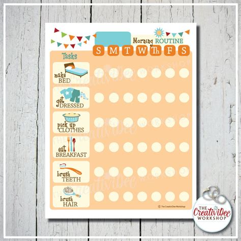 Printable Daily Morning Routine Chart For Children Editable Etsy