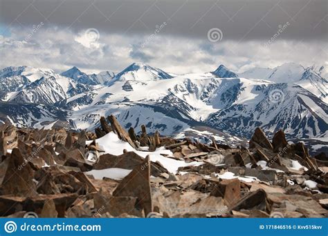 Altai Mountain Rocks Glacier Snow Stock Photo Image Of Climb Hike