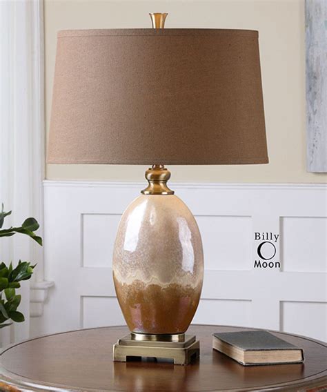 Antiqued Rustic Lamp Iridescent Ivory And Rust Table Lamp
