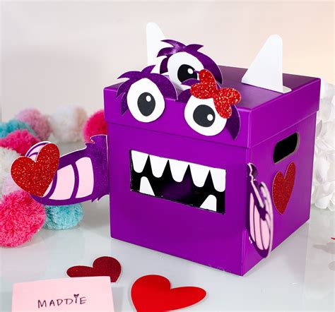 Monster Valentine Card Box And Monster Valentine Card With Cricut Maker