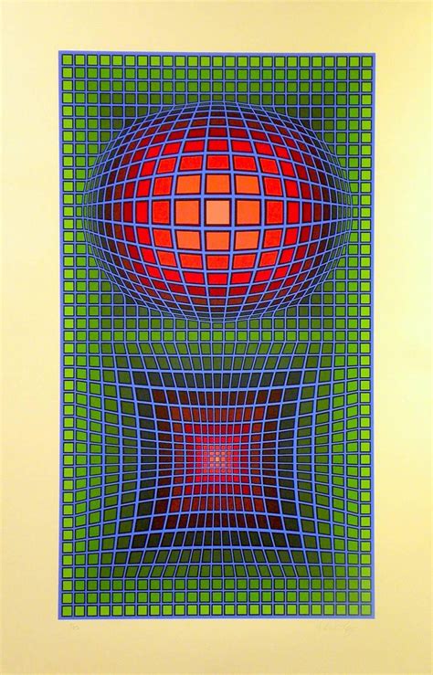 Victor Vasarely Composition In Green Red And Violet For Sale At 1stdibs