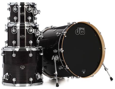 Dw Performance Series 4 Piece Shell Pack With 22 Inch Bass Drum Ebony Stain Lacquer Sweetwater