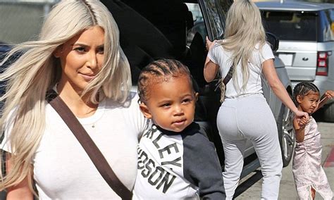 Kim Kardashians One Year Old Son Saint Sports Corn Rows Daily Mail Online