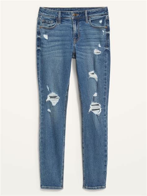 Mid Rise Rockstar Super Skinny Distressed Jeans For Women Old Navy