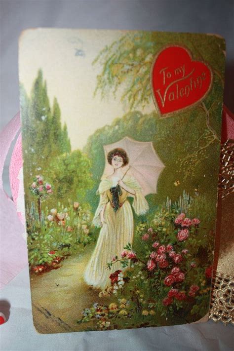 Antique Valentines Day Postcard Embossed Lovely Lady 1910 Etsy