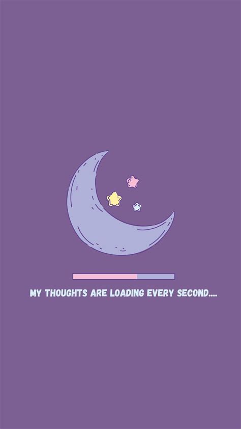 A Purple Background With The Words My Thought Is Loading Every Second