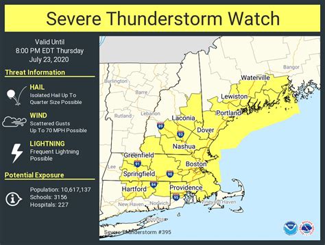 The national weather service has issued a severe thunderstorm watch for 10 counties in new the thunderstorm watch, issued at 2:45 p.m. Severe thunderstorm watch issued for most of Massachusetts Thursday - masslive.com