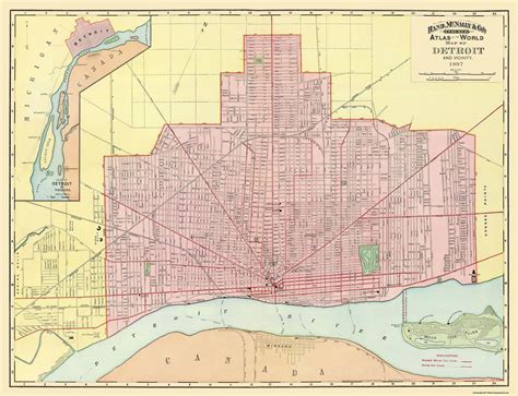 Map Of Detroit Old Historical And Vintage Map Of Detroit