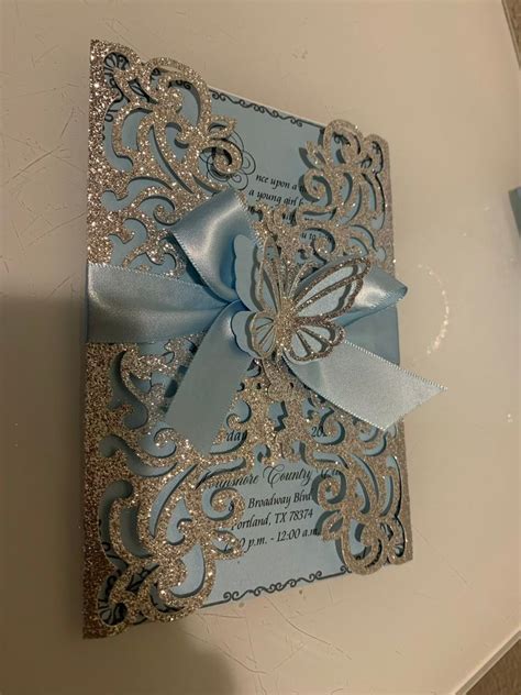 Light Blue Butterfly Quinceanera Invites Butterfly Invitations Quince