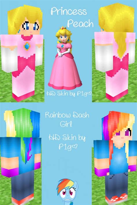 Princess Peach And Rainbow Dash Girl Hd Skins Minecraft Blog