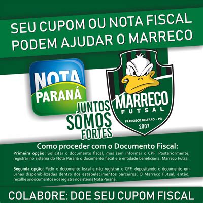 O programa nota paraná apresenta benefícios também para os estabelecimentos, pois: Marreco Futsal - Tabela Classificação