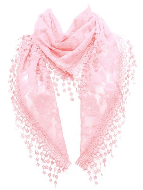 l lace scarf womens elegant chiffon embroidered fashion tassels many styles pale pink triangle