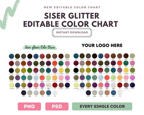 Siser Easyweed Glitter Color Chart Vinyl Color Chart For Etsy