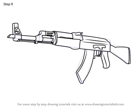 Learn How To Draw Ak 47 From Counter Strike Counter Strike Step By