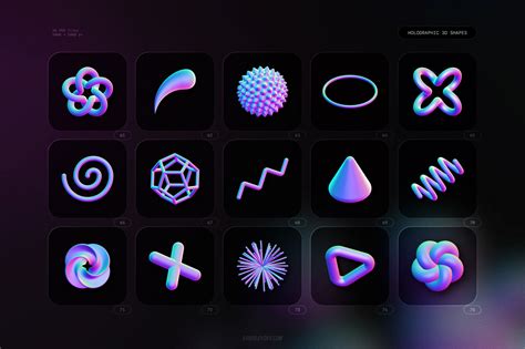 Holographic 3d Shapes Collection On Yellow Images Creative Store