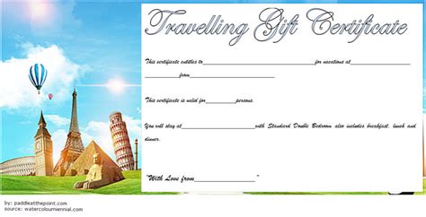 Certificate for travel agent free 1; Travel Gift Certificate Editable 10+ Modern Designs