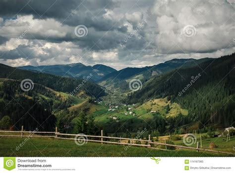 Ordinary Mountain Village In Carpathians In Fall Stock Photo Image Of
