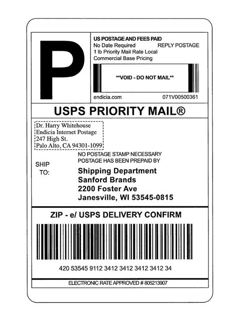The Shipping Label For Usps Priority Mail