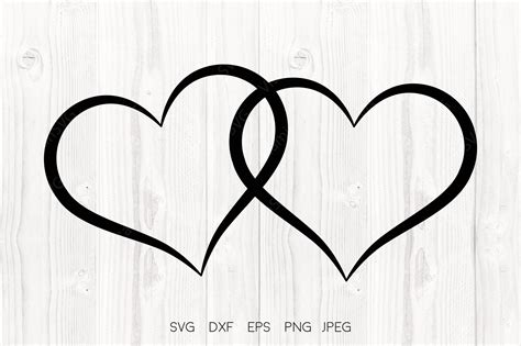 Two Hearts Become One Clipart Black