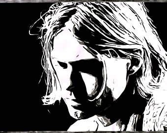 His better known works are the numerous record covers. Artículos similares a Pintado a mano de Kurt Cobain ...