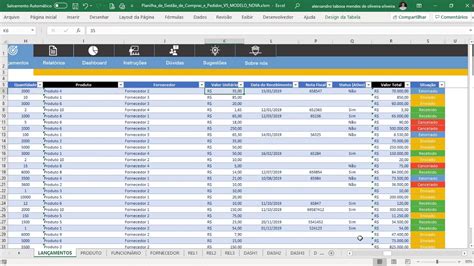 Planilha De Gestão De Compras E Pedidos Cadastro E Lançamentos