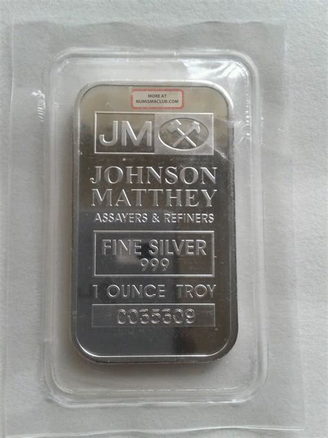 Johnson Matthey 1 Troy Oz 999 Fine Silver Bar
