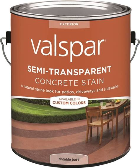 Browse our variety of concrete stains—find the supplies needed for any paint job Valspar 82060 Semi-Transparent Concrete Stain, Gloss, 1 ...