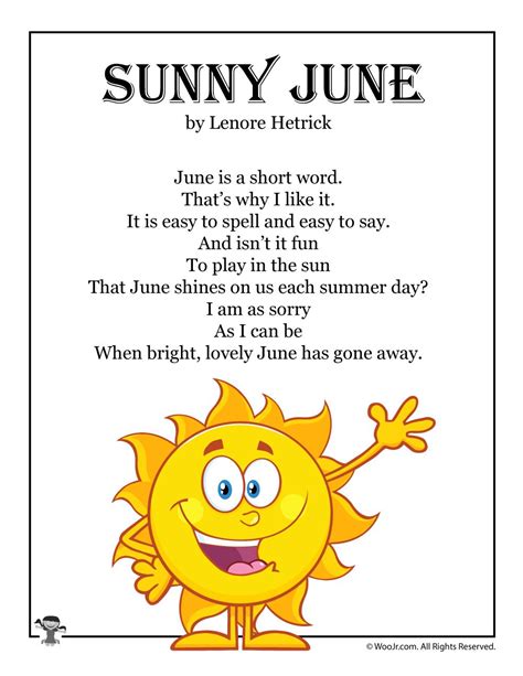 June Poems For Kids Woo Jr Kids Activities Childrens Publishing
