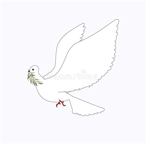 White Dove Of Peace With An Olive Branch In Beak Fly Art Design